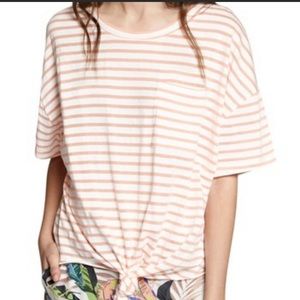 Sanctuary white and orange stripped tshirt w knot